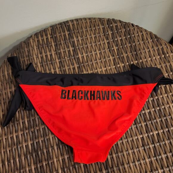 NHL Other - Chicago Blackhawks Y2K Bikini Bottoms Red Black NHL Licensed Sporty Swim
